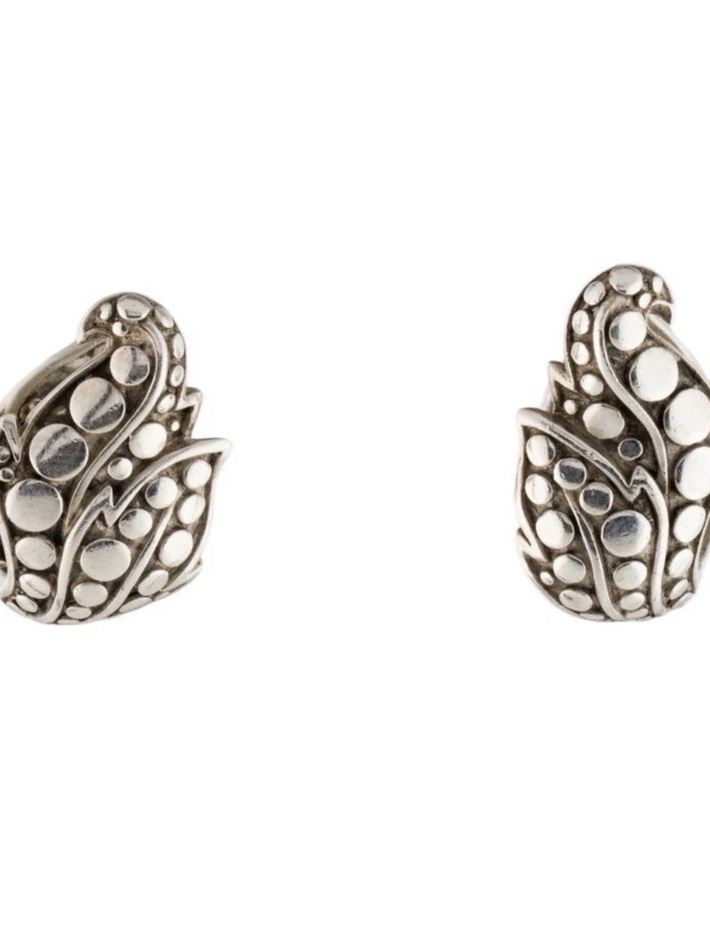 John Hardy Sterling Silver Ayu Dot Leaf Shaped Earrings